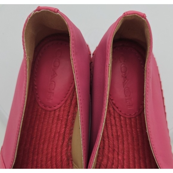 Coach CARLEY Pink W/8.5 Leather Espadrille AUTH Cottagecore Balletcore LOGO *EUC - Picture 5 of 15